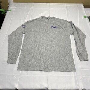 FedEx Ground Gray Long Sleeve Employee Uniform T-Shirt! Size Large!